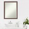Beveled Wood Bathroom Wall Mirror, Distressed Rustic Brown Frame